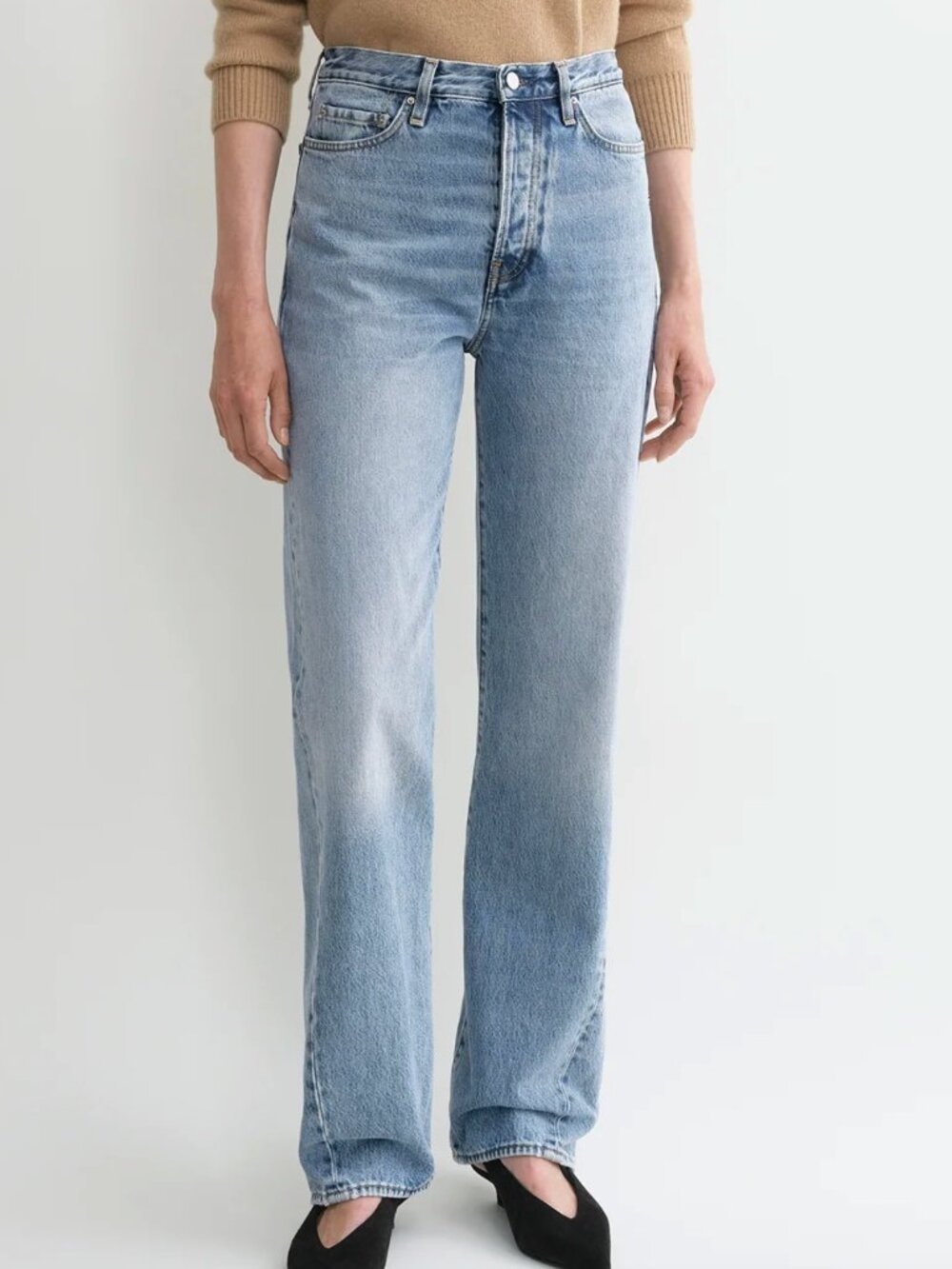 TOTEME Twisted seam denim full length worn blue 25W